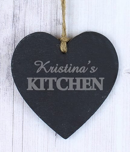 Personalised Kitchen Slate Heart Decoration - ItJustGotPersonal.co.uk