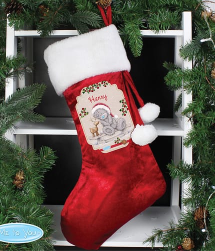 Personalised Me to You Reindeer Luxury Red Stocking - ItJustGotPersonal.co.uk
