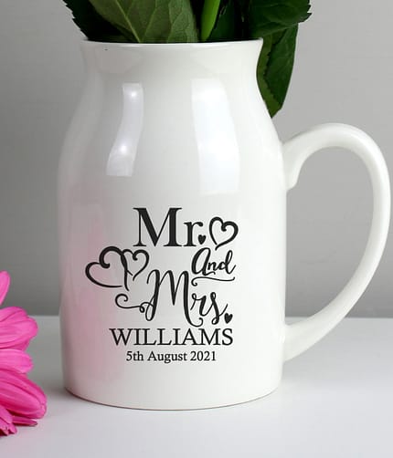 Personalised Mr & Mrs Flower Jug Vase - ItJustGotPersonal.co.uk