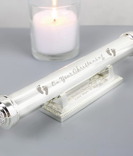 Personalised Christening Silver Plated Certificate Holder - ItJustGotPersonal.co.uk
