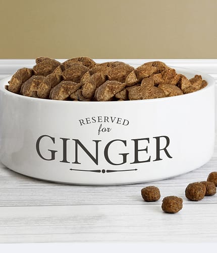Personalised Reserved For 14cm Medium White Pet Bowl - ItJustGotPersonal.co.uk