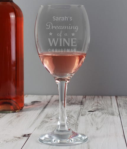 Personalised Dreaming of a Wine Christmas... Wine Glass - ItJustGotPersonal.co.uk