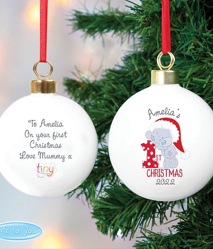 Personalised Tiny Tatty Teddy 'My 1st Christmas' Bauble - ItJustGotPersonal.co.uk
