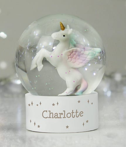 Personalised Unicorn Name Snow Globe - ItJustGotPersonal.co.uk