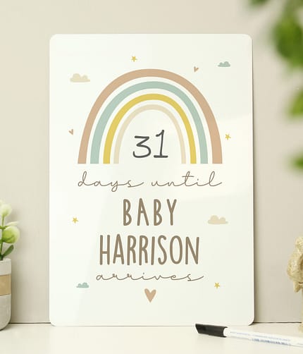 Personalised Baby Countdown Sign & Dry Wipe Pen - ItJustGotPersonal.co.uk