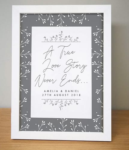 Personalised True Love Story A4 White Framed Print - ItJustGotPersonal.co.uk