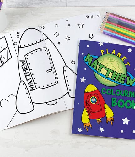 Personalised Space Colouring Book with Pencil Crayons - ItJustGotPersonal.co.uk