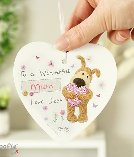 Personalised Boofle Flowers Wooden Heart Decoration - ItJustGotPersonal.co.uk