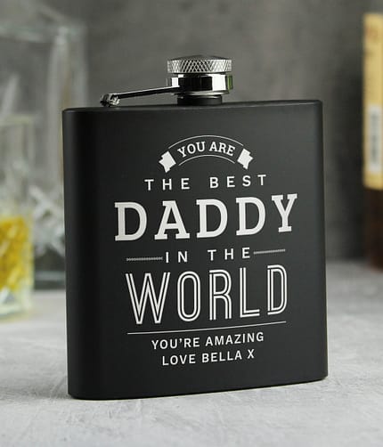 Personalised Best in The World Black Hip Flask - ItJustGotPersonal.co.uk