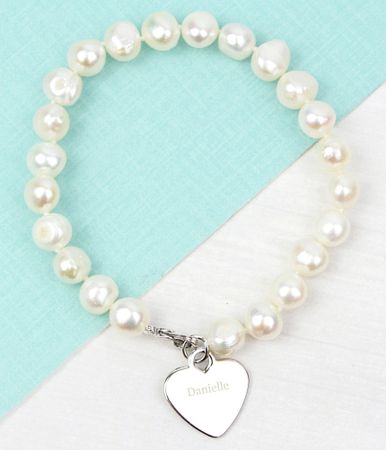 Personalised White Freshwater Pearl Name Bracelet - ItJustGotPersonal.co.uk
