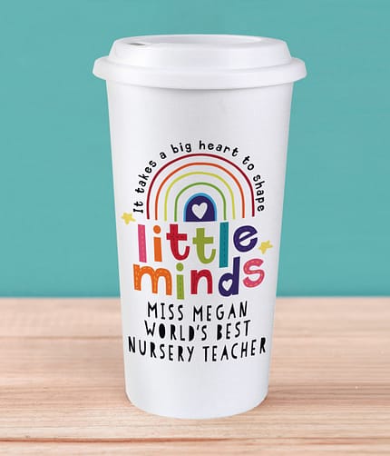 Personalised Shape Little Minds Travel Mug - ItJustGotPersonal.co.uk