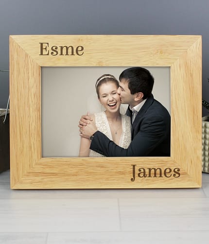 Personalised Couples 6x4 Oak Finish Photo Frame - ItJustGotPersonal.co.uk