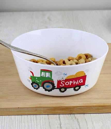 Personalised Tractor Plastic Bowl - ItJustGotPersonal.co.uk