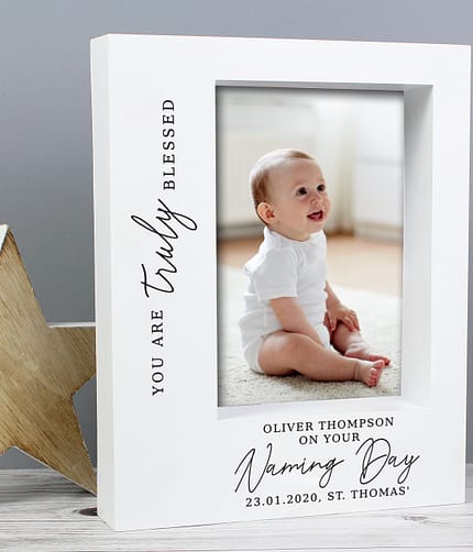 Personalised 'Truly Blessed' Naming Day 5x7 Box Photo Frame - ItJustGotPersonal.co.uk