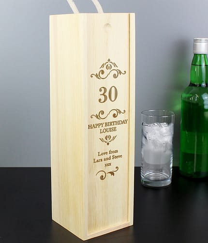 Personalised Elegant Number Wooden Wine Bottle Box - ItJustGotPersonal.co.uk