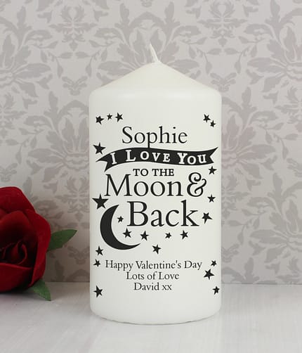 Personalised To the Moon and Back... Pillar Candle - ItJustGotPersonal.co.uk