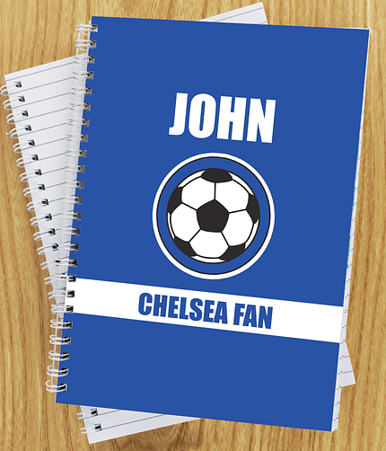 Personalised Dark Blue Football Fan A5 Notebook - ItJustGotPersonal.co.uk