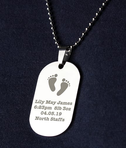 Personalised Footprints Stainless Steel Dog Tag Necklace - ItJustGotPersonal.co.uk