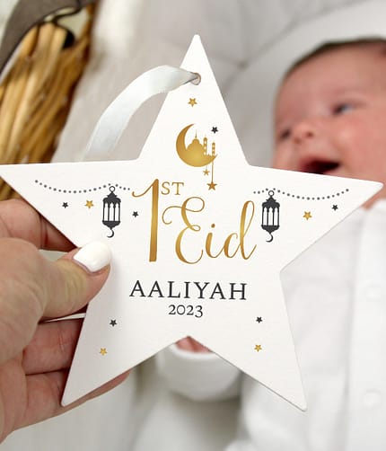 Personalised 1st Eid Wooden Star Decoration - ItJustGotPersonal.co.uk