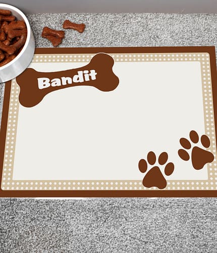 Personalised Brown Dotty Dog Pet Bowl Mat - ItJustGotPersonal.co.uk