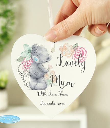Personalised Me to You Floral Wooden Heart Decoration - ItJustGotPersonal.co.uk