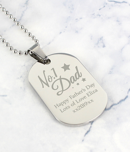 Personalised No.1 Dad Stainless Steel Dog Tag Necklace - ItJustGotPersonal.co.uk