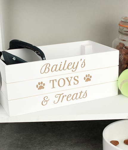Personalised Pets White Wooden Crate - ItJustGotPersonal.co.uk