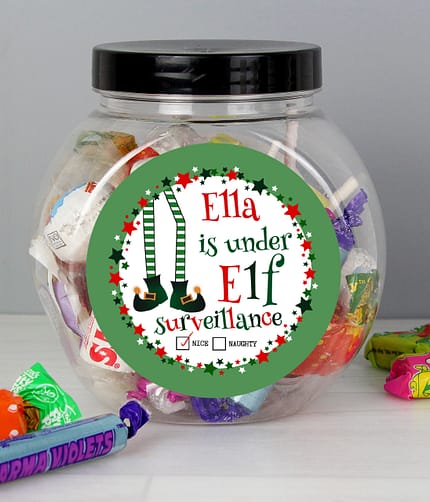 Personalised Elf Surveillance Sweet Jar - ItJustGotPersonal.co.uk