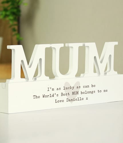 Personalised Free Text Heart Wooden Mum Ornament - ItJustGotPersonal.co.uk