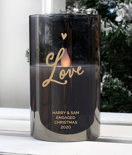 Personalised Love Smoked Glass LED Candle - ItJustGotPersonal.co.uk