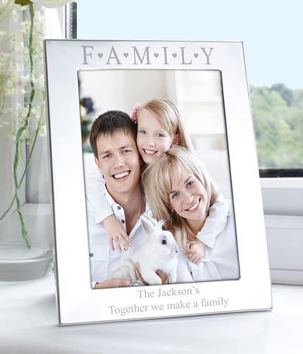 Personalised Silver 5x7 Family & Hearts Photo Frame - ItJustGotPersonal.co.uk