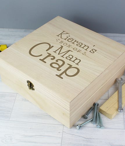 Personalised Box of Man Crap Large Wooden Keepsake Box - ItJustGotPersonal.co.uk
