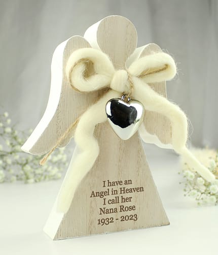 Personalised Rustic Wooden Angel Decoration - ItJustGotPersonal.co.uk