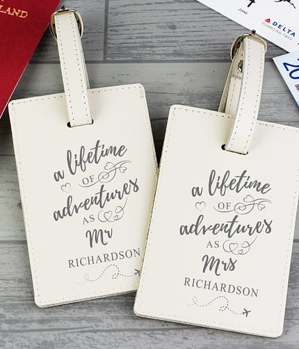 Personalised 'Lifetime of Adventures' Couples Luggage Tags - ItJustGotPersonal.co.uk