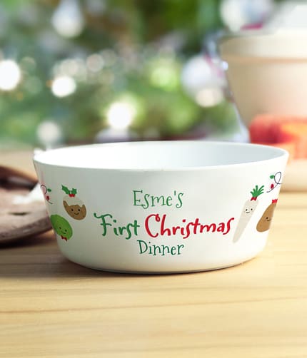 Personalised 1st Christmas Dinner Plastic Bowl - ItJustGotPersonal.co.uk