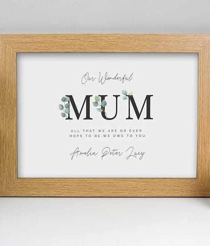 Personalised Botanical Mum A4 Oak Framed Print - ItJustGotPersonal.co.uk