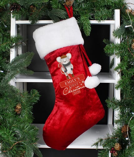 Personalised '1st Christmas' Mouse Red Stocking - ItJustGotPersonal.co.uk