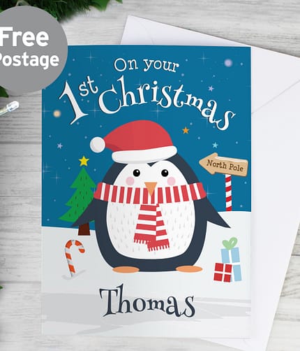 Personalised Christmas Penguin Card - ItJustGotPersonal.co.uk