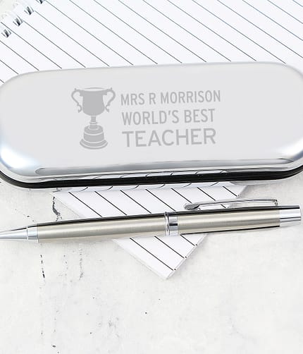 Personalised Teacher Trophy Pen and Box Set - ItJustGotPersonal.co.uk