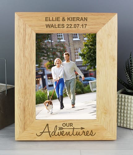 Personalised Our Adventures 5x7 Wooden Photo Frame - ItJustGotPersonal.co.uk