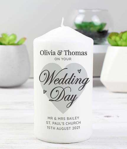 Personalised On Your Wedding Day Pillar Candle - ItJustGotPersonal.co.uk