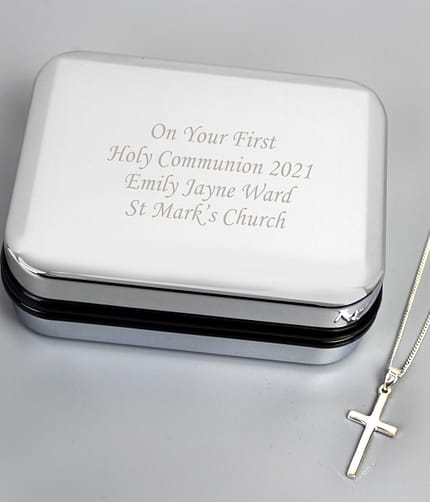 Personalised Box with Silver Cross Necklace - ItJustGotPersonal.co.uk