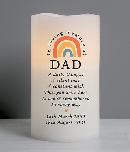 Personalised In Loving Memory Rainbow LED candle - ItJustGotPersonal.co.uk