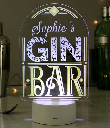 Personalised Gin Bar LED Colour Changing Night Light - ItJustGotPersonal.co.uk
