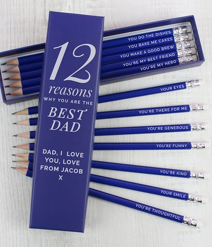 Personalised 12 Reasons Box and 12 Blue HB Pencils - ItJustGotPersonal.co.uk