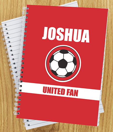 Personalised Red Football Fan A5 Notebook - ItJustGotPersonal.co.uk