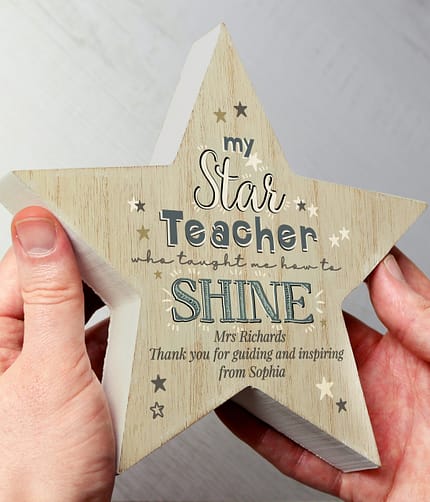 Personalised My Star Teacher Rustic Wooden Star Decoration - ItJustGotPersonal.co.uk