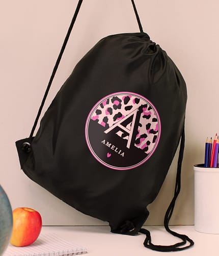 Personalised Leopard Print Black Kit Bag - ItJustGotPersonal.co.uk