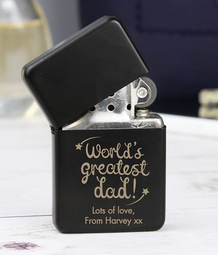 Personalised 'World's Greatest Dad' Black Lighter - ItJustGotPersonal.co.uk