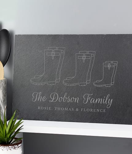 Personalised Welly Boot Family of Three Slate - ItJustGotPersonal.co.uk